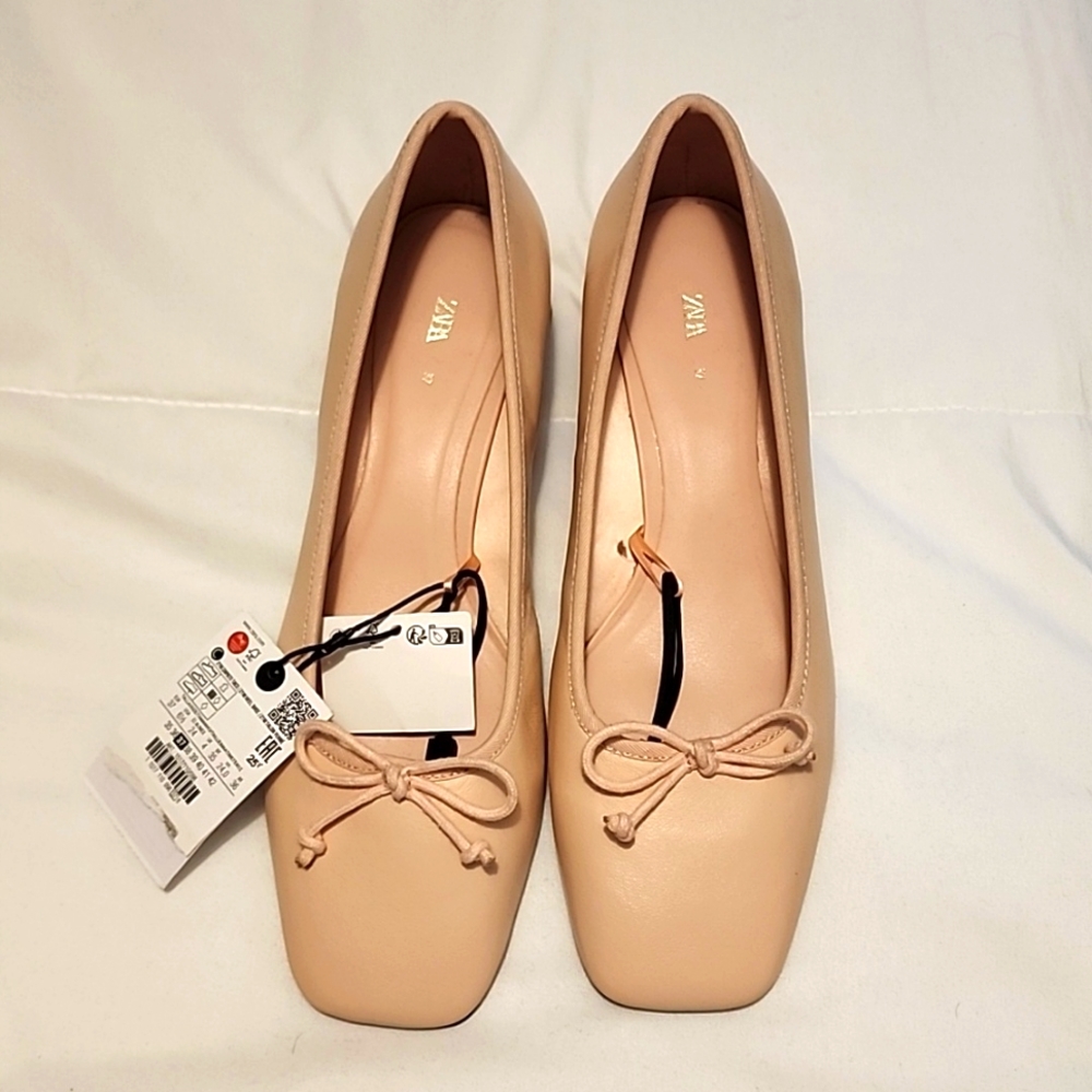 Zara leather ballet shoes with heels